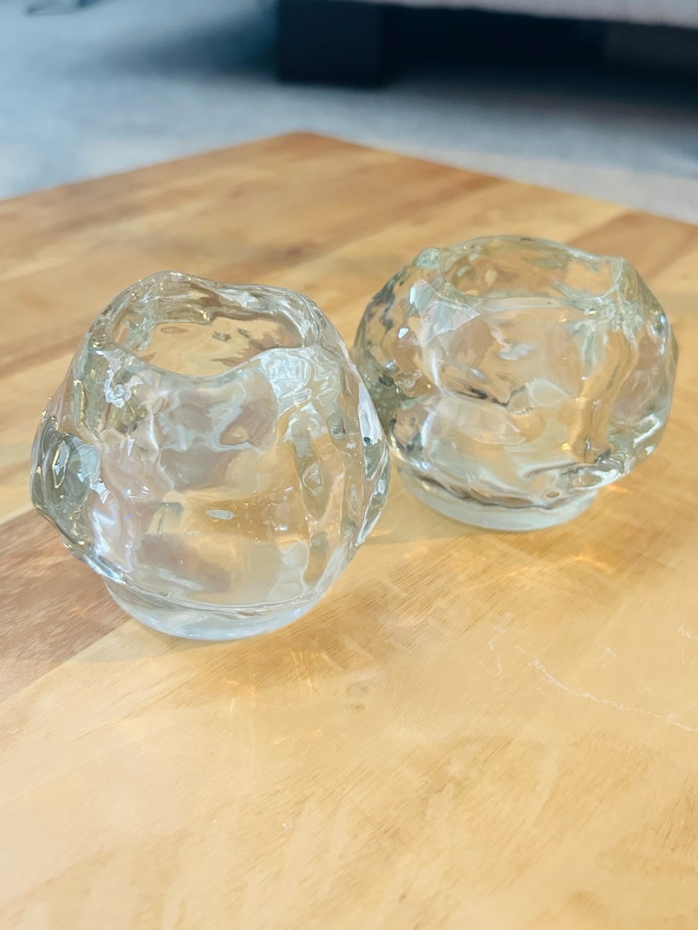 Kosta Boda Snowball Small Crystal Votive Candle Holders Set Of 2